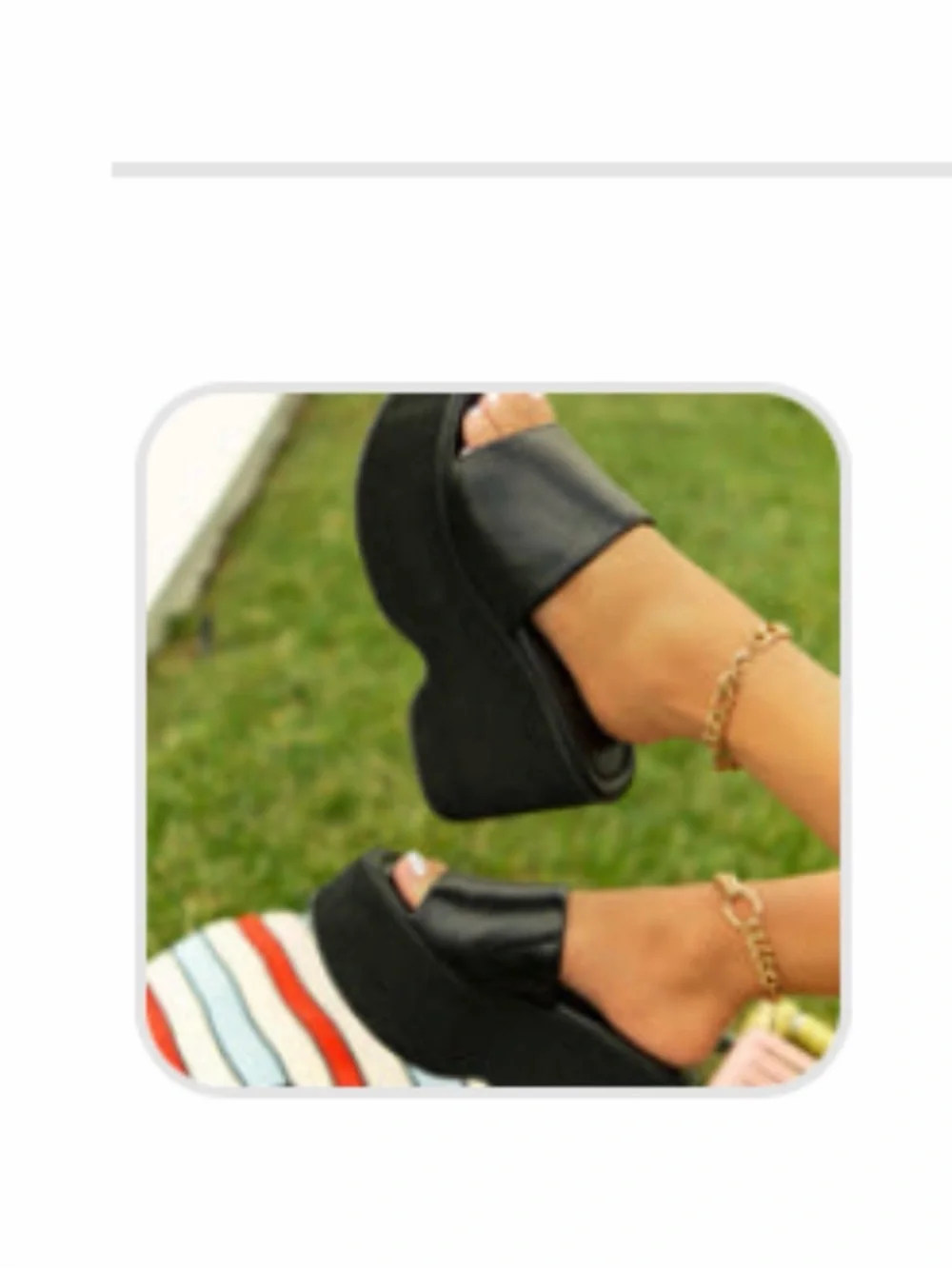 Miss Lola Black Platform Slide Wedges